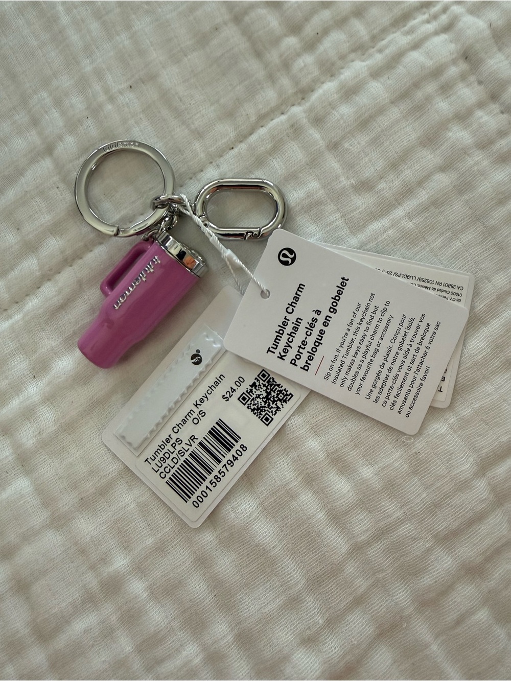 NWT Lululemon Tumbler Charm Keychain